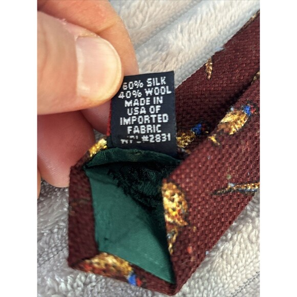 Vintage Tommy Hilfiger Two Tone Blue/Maroon Mens Neck Tie Made In USA Pheasants - Picture 14 of 16